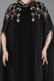 Abendkleid in Übergröße Lang Chiffon Schwarz ABU6175