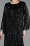 Abendkleid in Übergröße Lang Chiffon Schwarz ABU6176