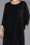Abendkleid in Übergröße Lang Chiffon Schwarz ABU6177