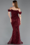 Abendkleid Lang Perlenbesetzt Weinrot ABU6190