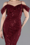 Abendkleid Lang Perlenbesetzt Weinrot ABU6190