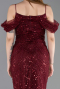 Abendkleid Lang Perlenbesetzt Weinrot ABU6190