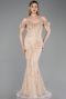Abendkleid Lang Perlenbesetzt Gold ABU6190