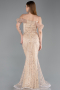 Abendkleid Lang Perlenbesetzt Gold ABU6190