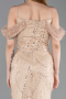 Abendkleid Lang Perlenbesetzt Gold ABU6190
