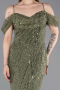 Abendkleid Lang Perlenbesetzt Khaki ABU6190