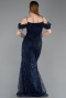 Abendkleid Lang Perlenbesetzt Marineblau ABU6190
