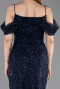 Abendkleid Lang Perlenbesetzt Marineblau ABU6190