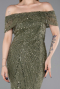 Hell Khaki Abendkleid Perlenbesetzt Lang ABU5694