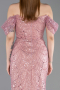 Puder Abendkleid Perlenbesetzt Lang ABU5557