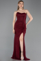 Kirschrot Standesamtkleid Spitze Lang ABU5614
