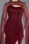 Kirschrot Standesamtkleid Spitze Lang ABU5614