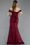 Weinrot Abendkleid Spitze Lang ABU5609