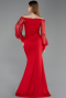 Rot Abendkleid İm Meerjungfrau-Stil Spitze Lang ABU5890
