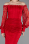 Rot Abendkleid İm Meerjungfrau-Stil Spitze Lang ABU5890