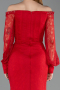 Rot Abendkleid İm Meerjungfrau-Stil Spitze Lang ABU5890