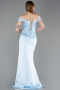 Eisblau Abendkleid Satin Lang ABU5976