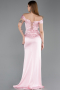 Puder Abendkleid Satin Lang ABU5976