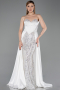Standesamtkleid Lang Satin Weiß ABU6193