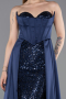 Standesamtkleid Lang Satin Marineblau ABU6193