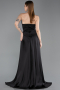 Standesamtkleid Lang Satin Schwarz ABU6193
