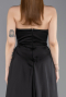 Standesamtkleid Lang Satin Schwarz ABU6193