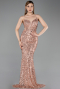 Lachs Abschlusskleid Lang ABU5980