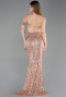 Lachs Abschlusskleid Lang ABU5980