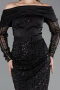 Abendkleid Lang Perlenbesetzt Schwarz ABU6186