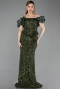 Khaki Abendkleid İm Meerjungfrau-Stil Schuppig Lang ABU5780