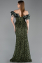 Khaki Abendkleid İm Meerjungfrau-Stil Schuppig Lang ABU5780