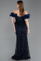 Marineblau Abendkleid İm Meerjungfrau-Stil Schuppig Lang ABU5780