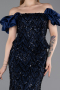 Marineblau Abendkleid İm Meerjungfrau-Stil Schuppig Lang ABU5780