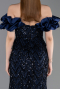 Marineblau Abendkleid İm Meerjungfrau-Stil Schuppig Lang ABU5780