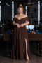 Braun Abendgarderobe İn Großen Größen Chiffon Lang ABU3738