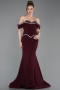 Abendkleid in Übergröße Lang Kirschrot ABU6199