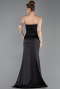 Abendkleid Lang Satin Schwarz ABU6200