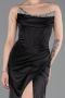 Abendkleid Lang Satin Schwarz ABU6200