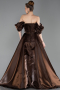 Abendkleid Lang Satin Braun ABU6201