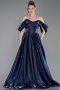 Abendkleid Lang Satin Marineblau ABU6201
