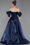 Abendkleid Lang Satin Marineblau ABU6201