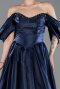 Abendkleid Lang Satin Marineblau ABU6201