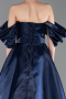 Abendkleid Lang Satin Marineblau ABU6201