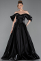 Abendkleid Lang Satin Schwarz ABU6201