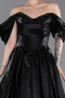 Abendkleid Lang Satin Schwarz ABU6201