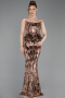 Abendkleid Lang Schuppig Kupfer ABU6202