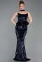 Abendkleid Lang Schuppig Marineblau ABU6202