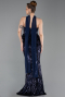 Abendkleid Lang Schuppig Marineblau ABU6202