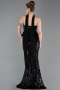 Abendkleid Lang Schuppig Schwarz ABU6202