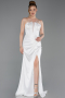 Weiß Abschlusskleid Satin Lang ABU5923